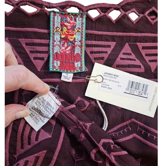 Johnny Was Women Boho Eyelet Embroidered Long sleeves Shift Slip Mini Dress - Picture 13 of 13